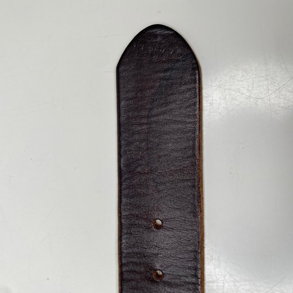 Genuine Italian Leather Floral Perforated Belt Brown Brass Buckle Made in USA M - Picture 5 of 6